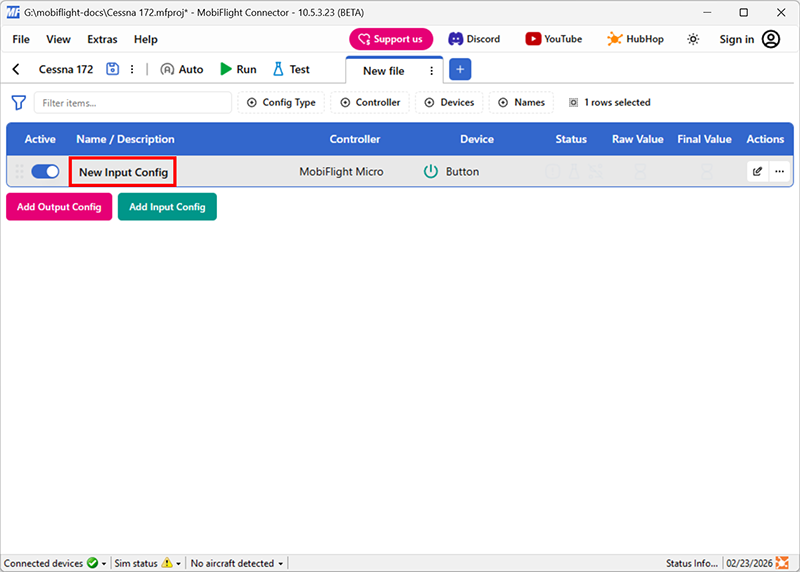 Screenshot of the main window with the Parking brake row text highlighted.
